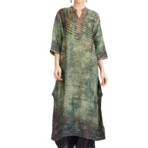 Green Cyan Banarasi Kurta Bottom Set