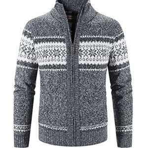 Cardigan Sweaters for Men,Mens Zipper Cardigan Sweater Mens Casual Slim Full-Zip Solid Thick Knitted Outerwear Winter