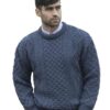 Men Soft Cable Knitted Crew Neck Sweater (100% Pure New Wool)
