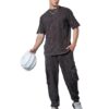 Men's Self Design Oversized Fit Half Sleeve Round Neck Terry Acid Wash Co-Ordinates T-Shirt