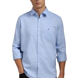 LP Men's Easy to Care Cotton Slim fit Solid Casual Shirt with Natural Stretch