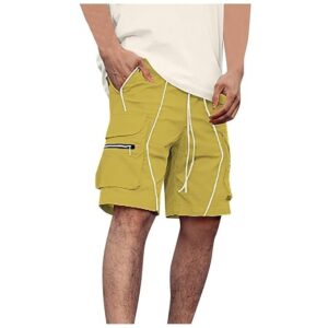 Men's Shorts Fashion Men's Pure Color Casual Straight Tooling Wind Cropped Trousers