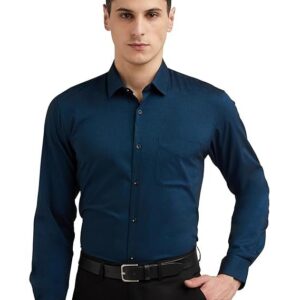 England Men's Everyday Solid Slim Fit Full Sleeve Formal Shirt | Cotton-Rich