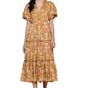 Kumar Yellow Paisley Print Long Dress