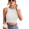Women's Basic Sleeveless Crop Top Halter Neck Racer Back Rib Knit Tank b-CT-02