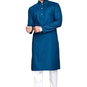 Mens' Cotton Straight Zari Lining Kurta