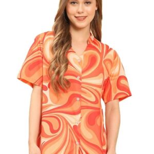 Queen Women's Printed Straight Mandarin Neck Shirt for Women's | Tops for Woman Shirts | Shirt for Women Stylish Western