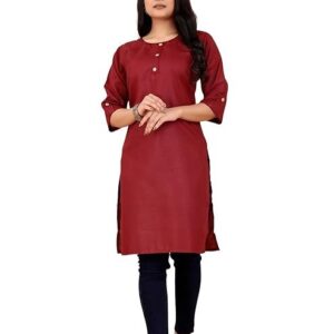 weltpocket Women's & Girls' Cotton Blend Kurti with 3/4th Sleeves