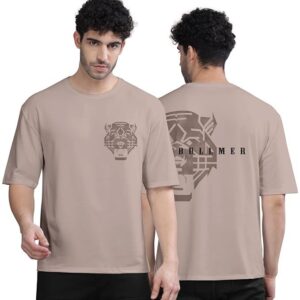 Black Trendy Front and Back Printed oversized Round Neck T-shirt for men