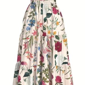 Floral Printed Western Summer Wear | Lightweight Soft Fabric | Casual & Festive Maxi Skirt